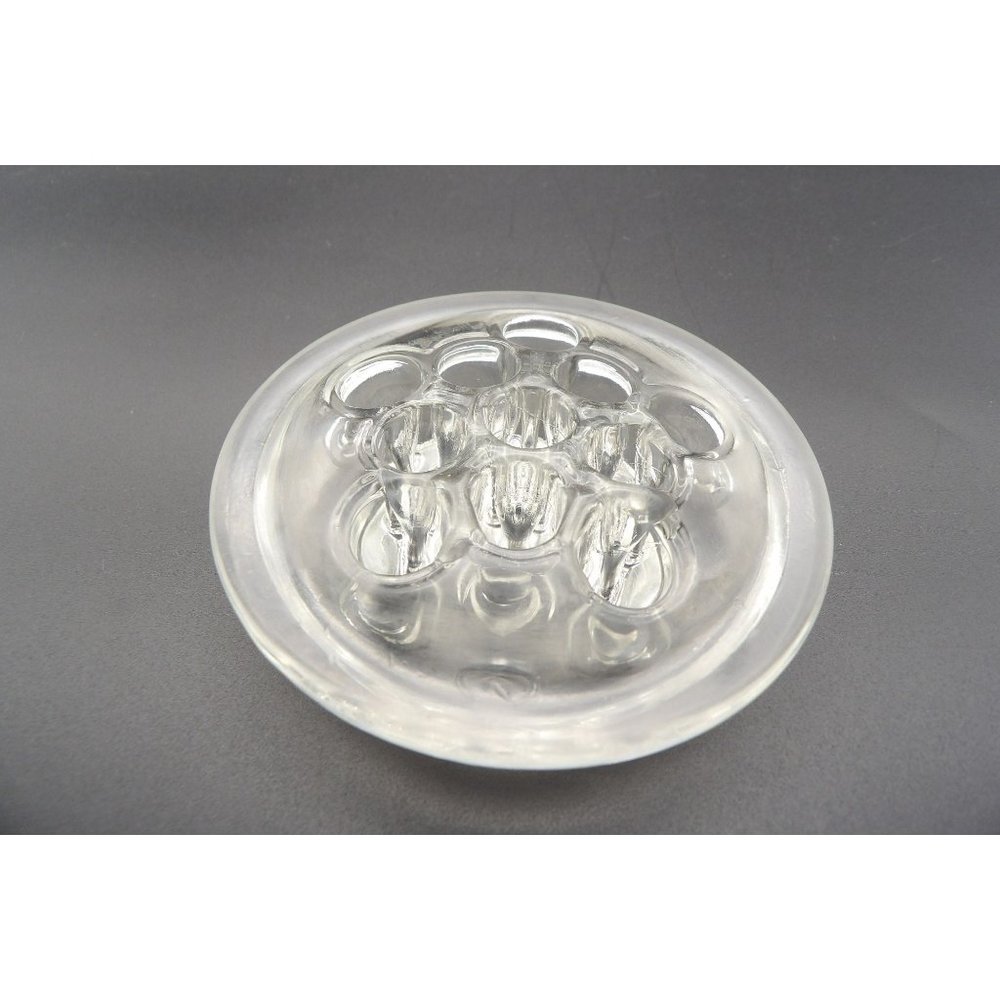 Vintage Glass Flower Frog 3 1/2" W 11 Holes